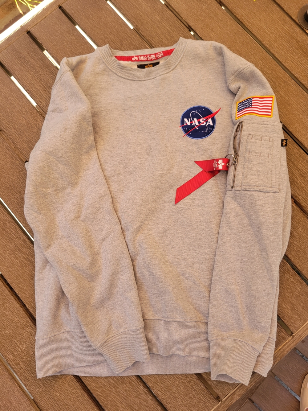 Alpha Industries - Men's Gray Crewneck Sweatshirt - NASA